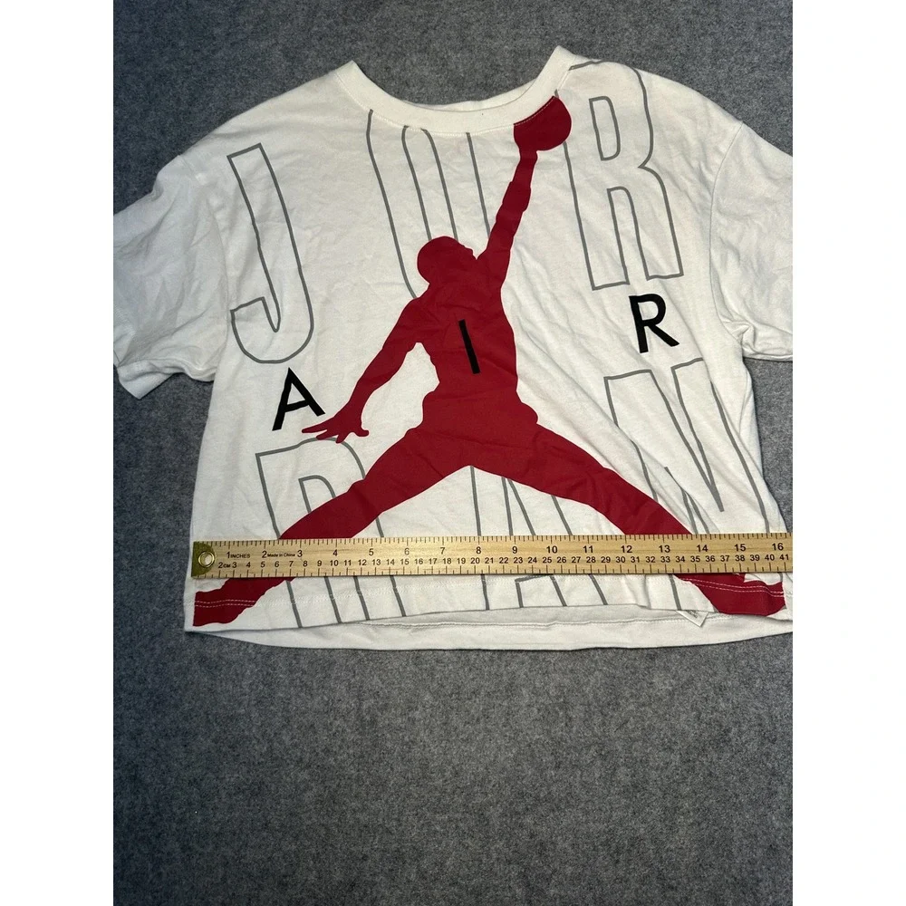 Jordan Jumpman Graphic Crop Top Boys Medium White Red Cotton‎ Sportswear